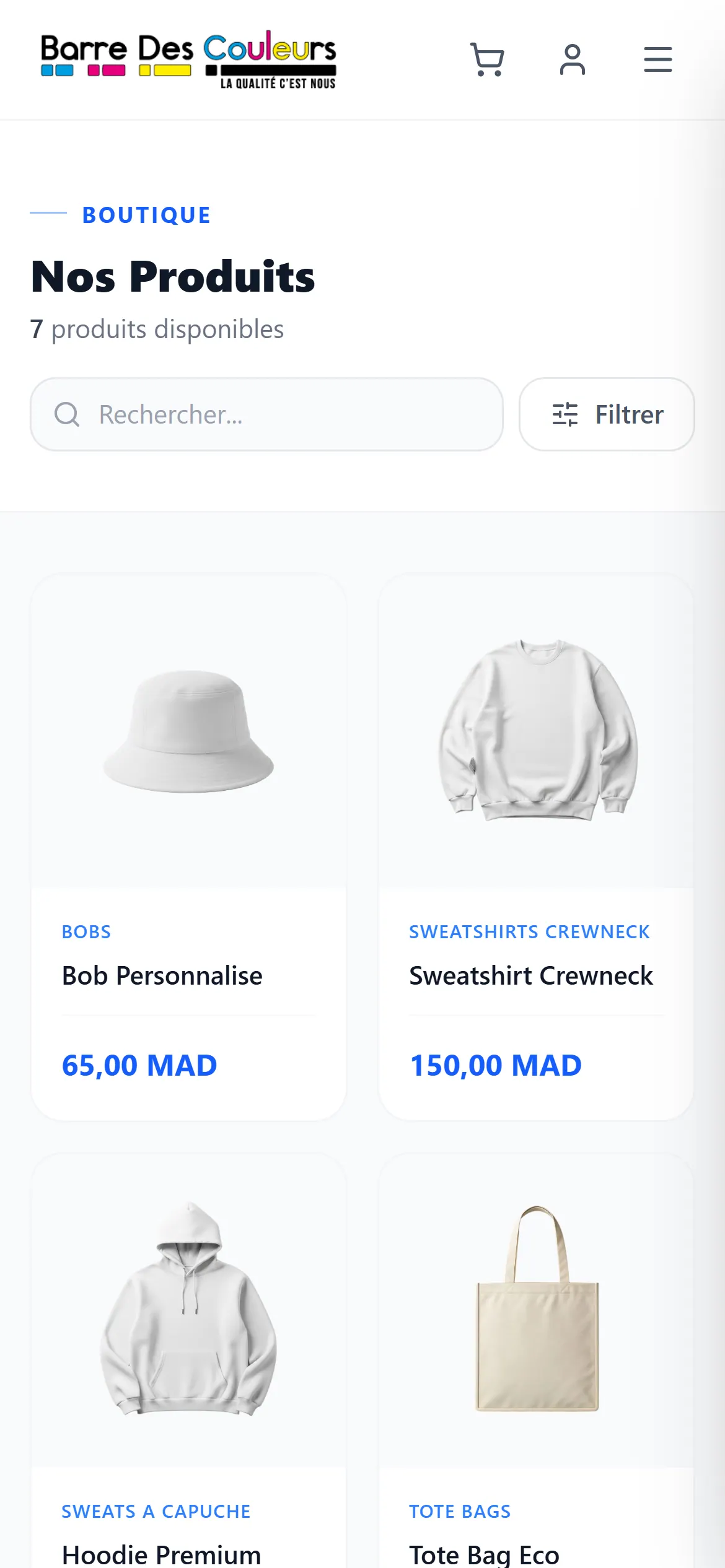 BDC — Barre des Couleurs — Boutique mobile