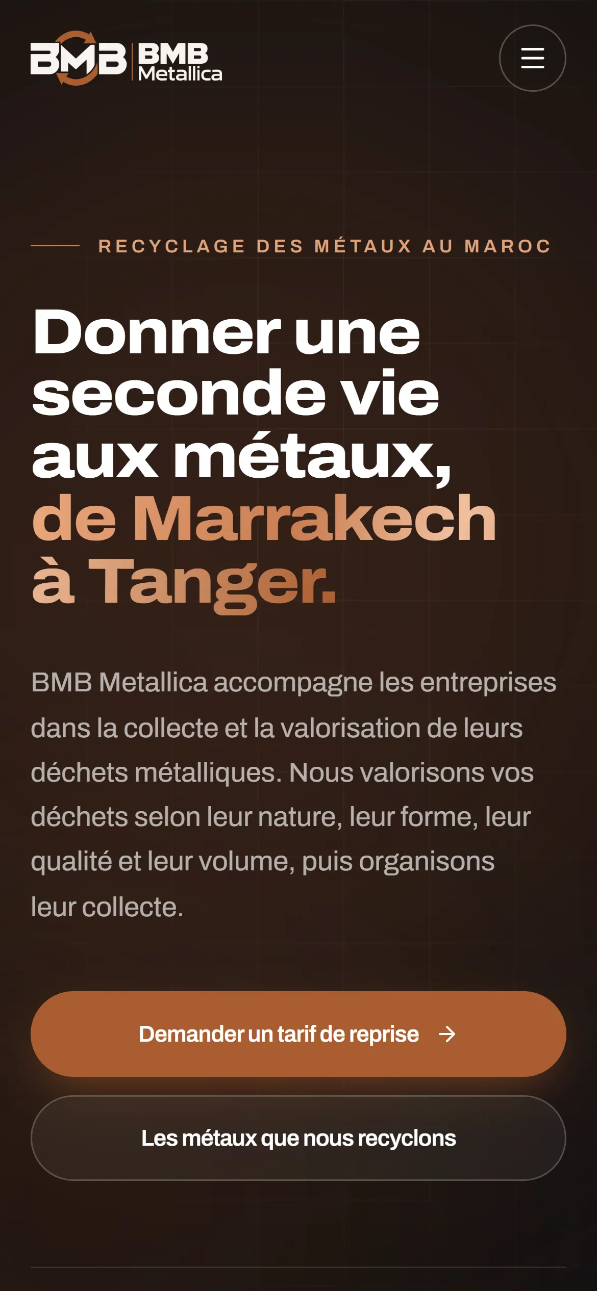 BMB Metallica — Accueil mobile