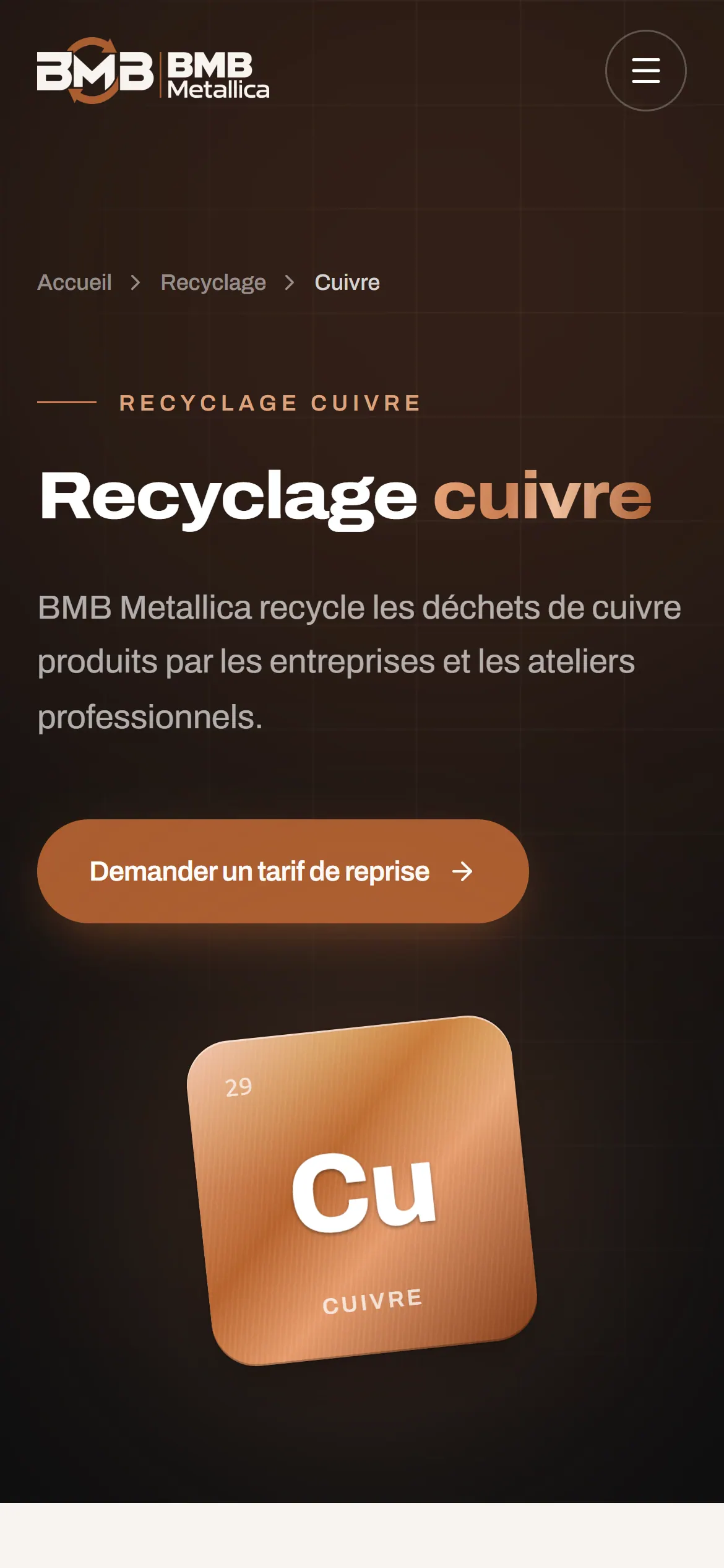 BMB Metallica — Page métal sur mobile