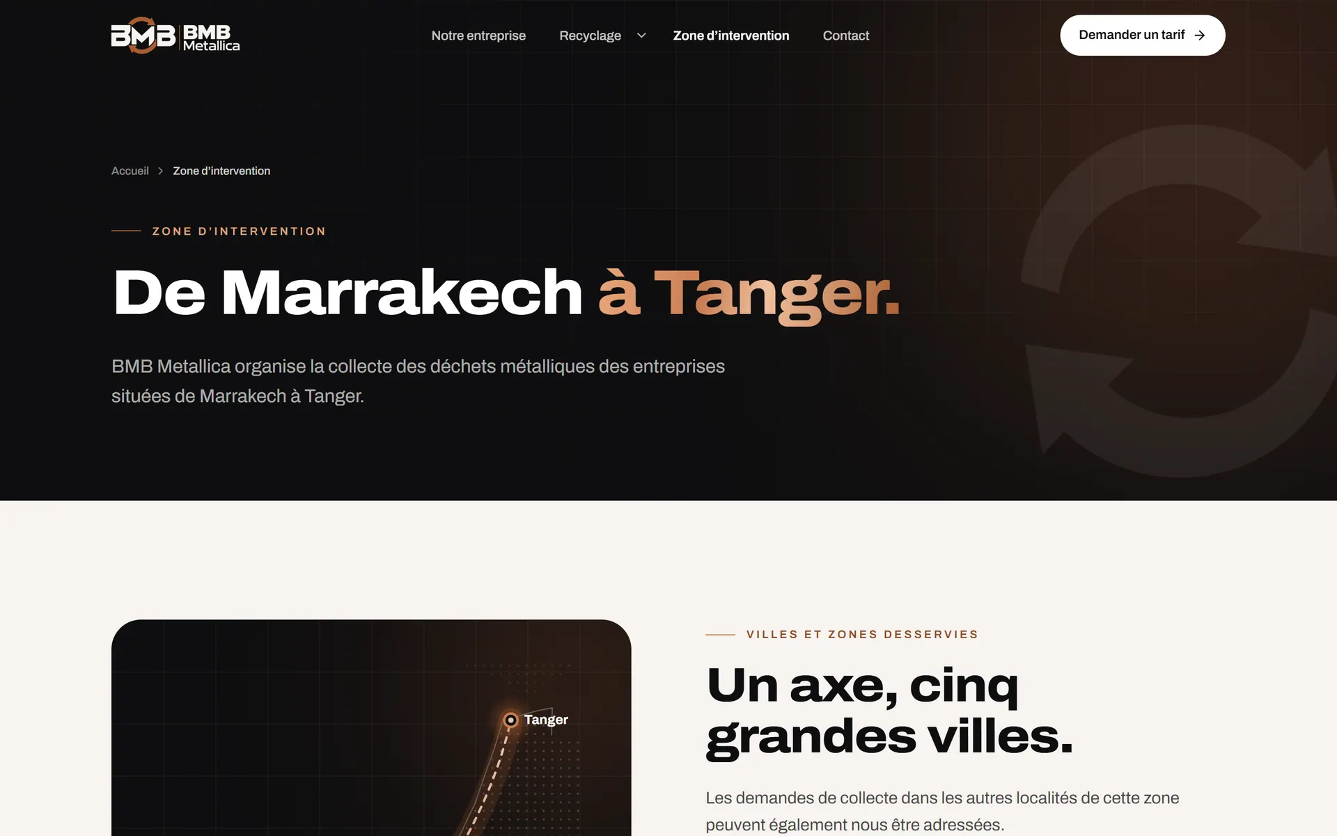 BMB Metallica — Zone d'intervention de Marrakech à Tanger