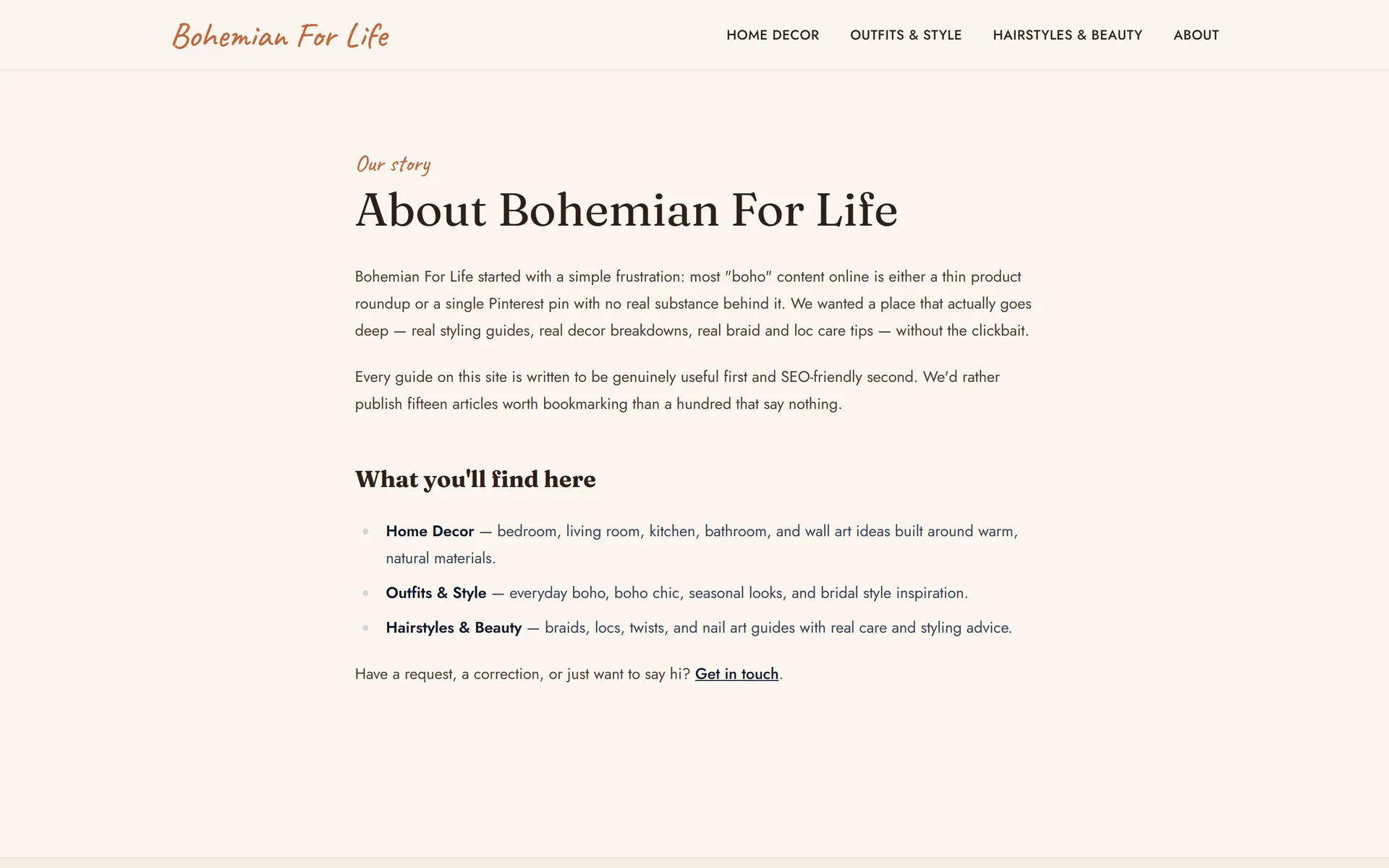 Bohemian For Life — Page à propos