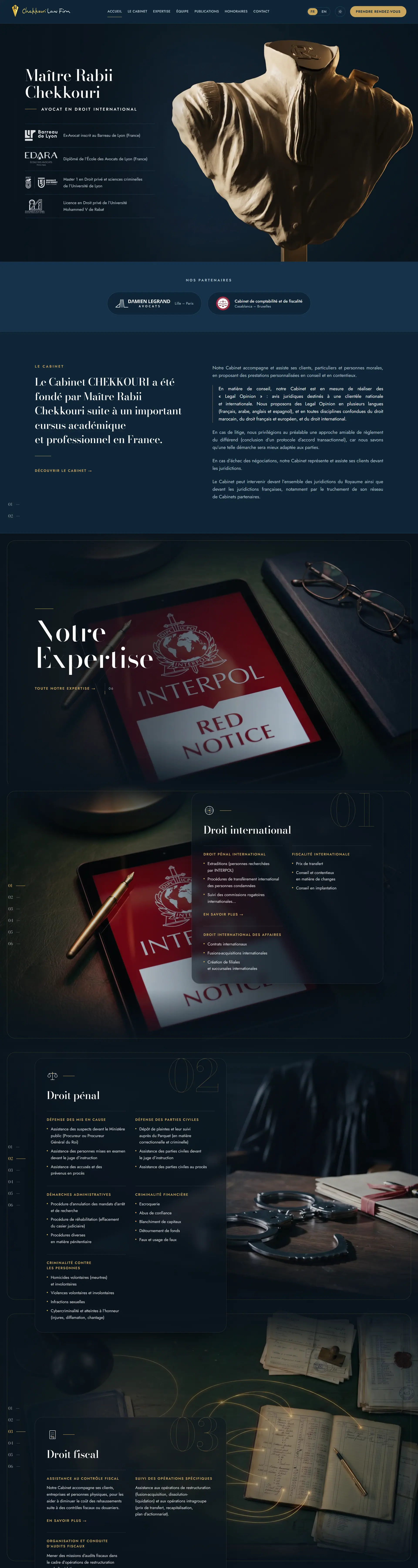 Chekkouri Law Firm — La page d'accueil, de haut en bas