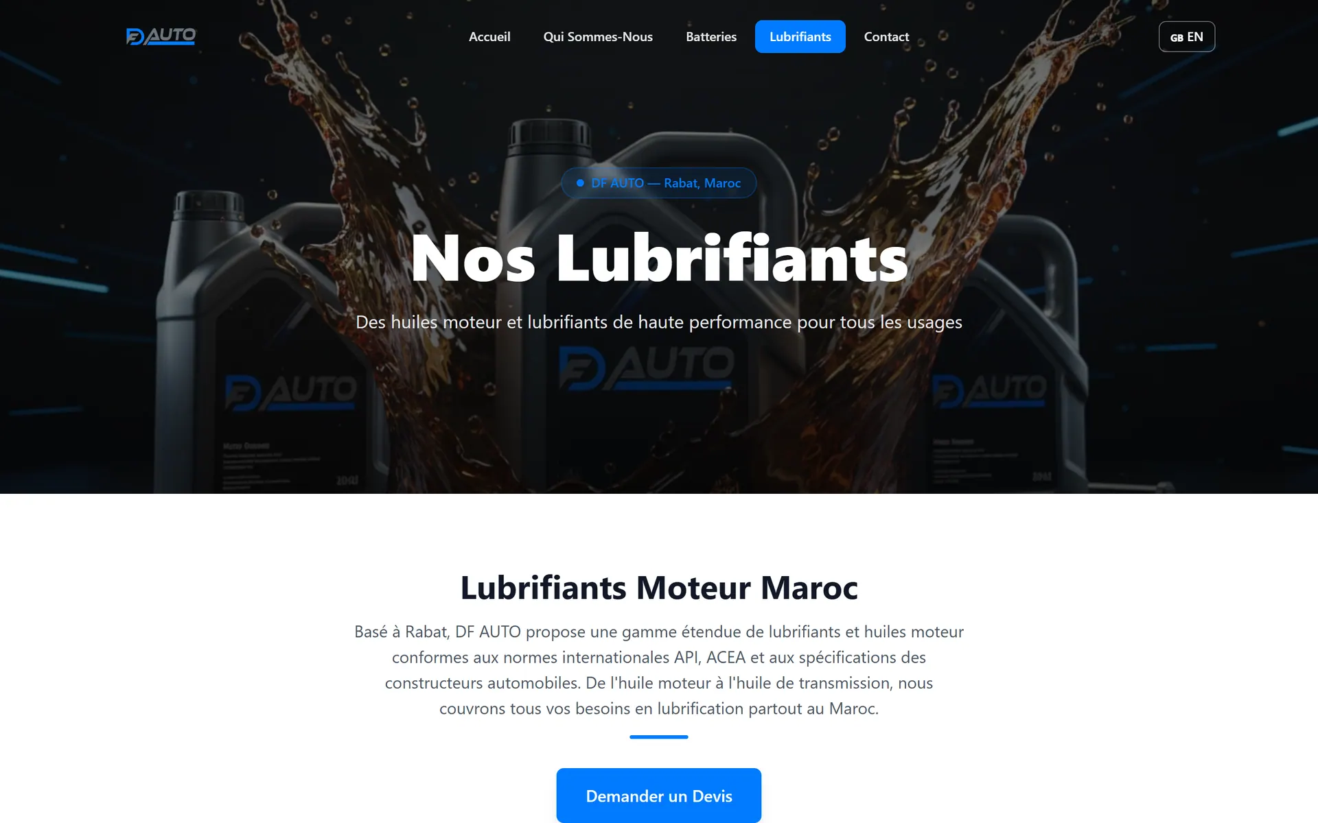 DF Auto — Catalogue des huiles moteur
