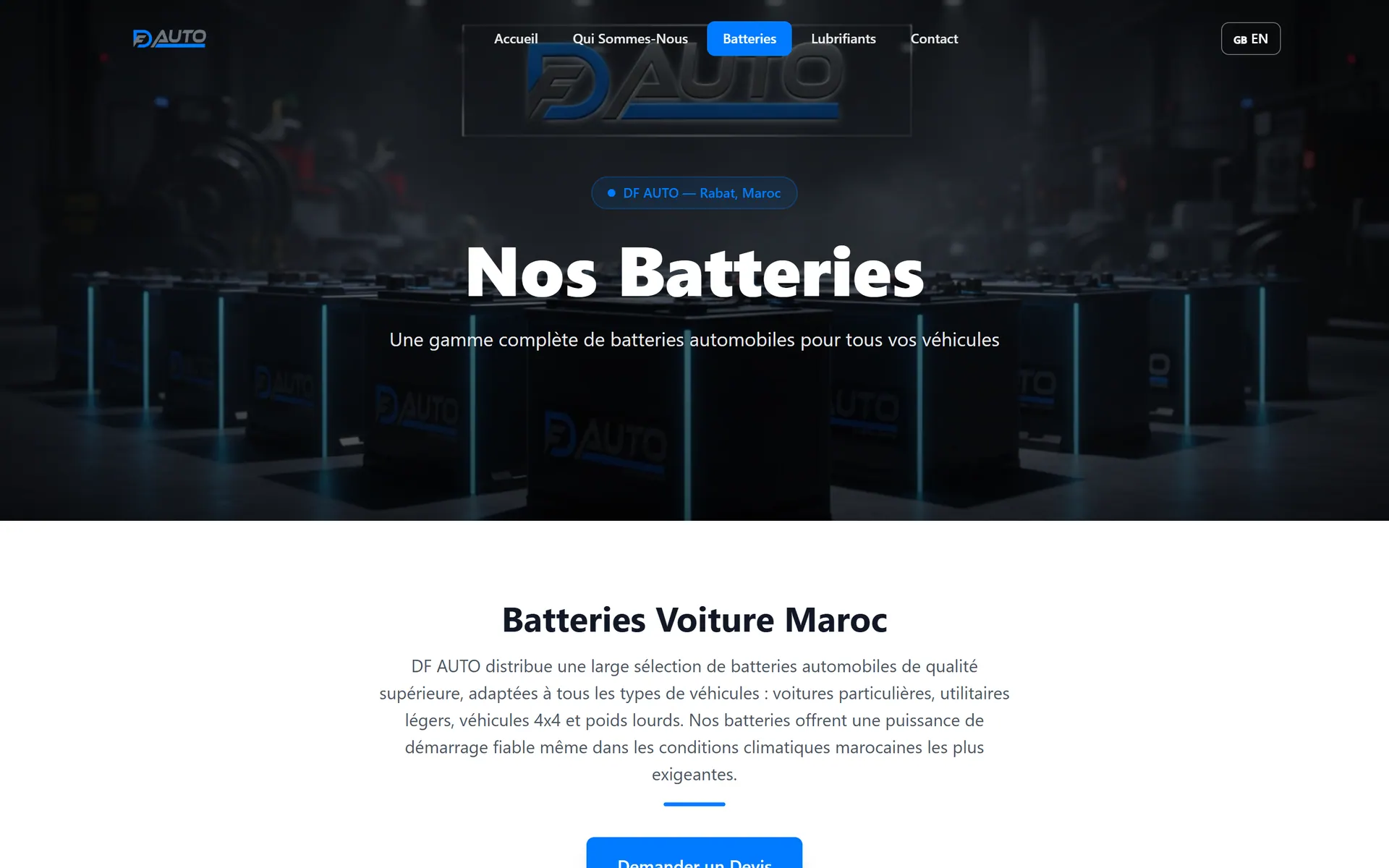 DF Auto — Catalogue des batteries