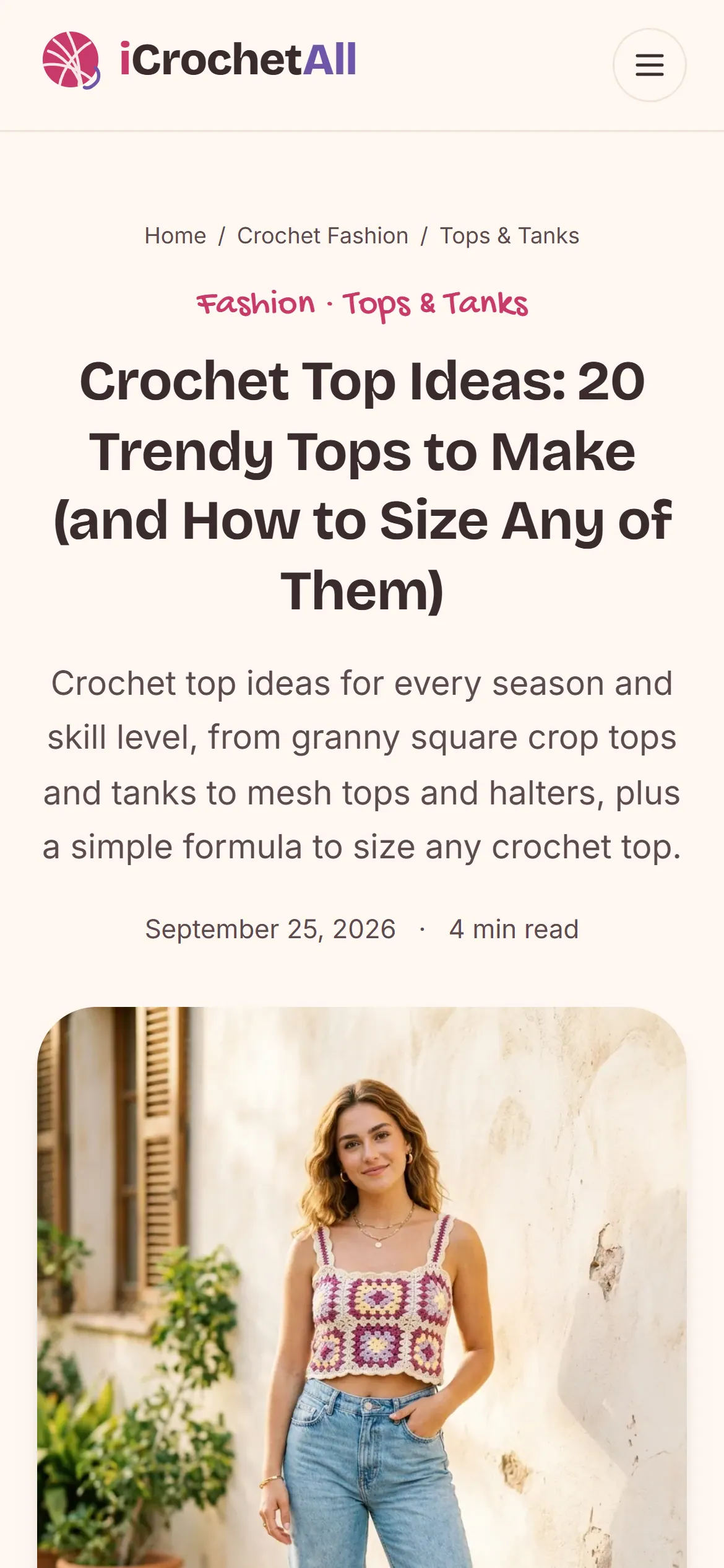 iCrochetAll — Article sur mobile