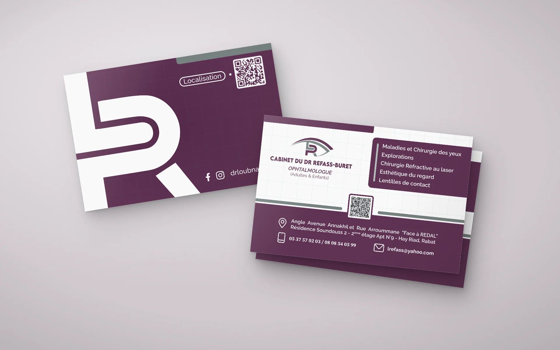 Dr Loubna Refass — Identité & supports print — Cartes de visite recto-verso