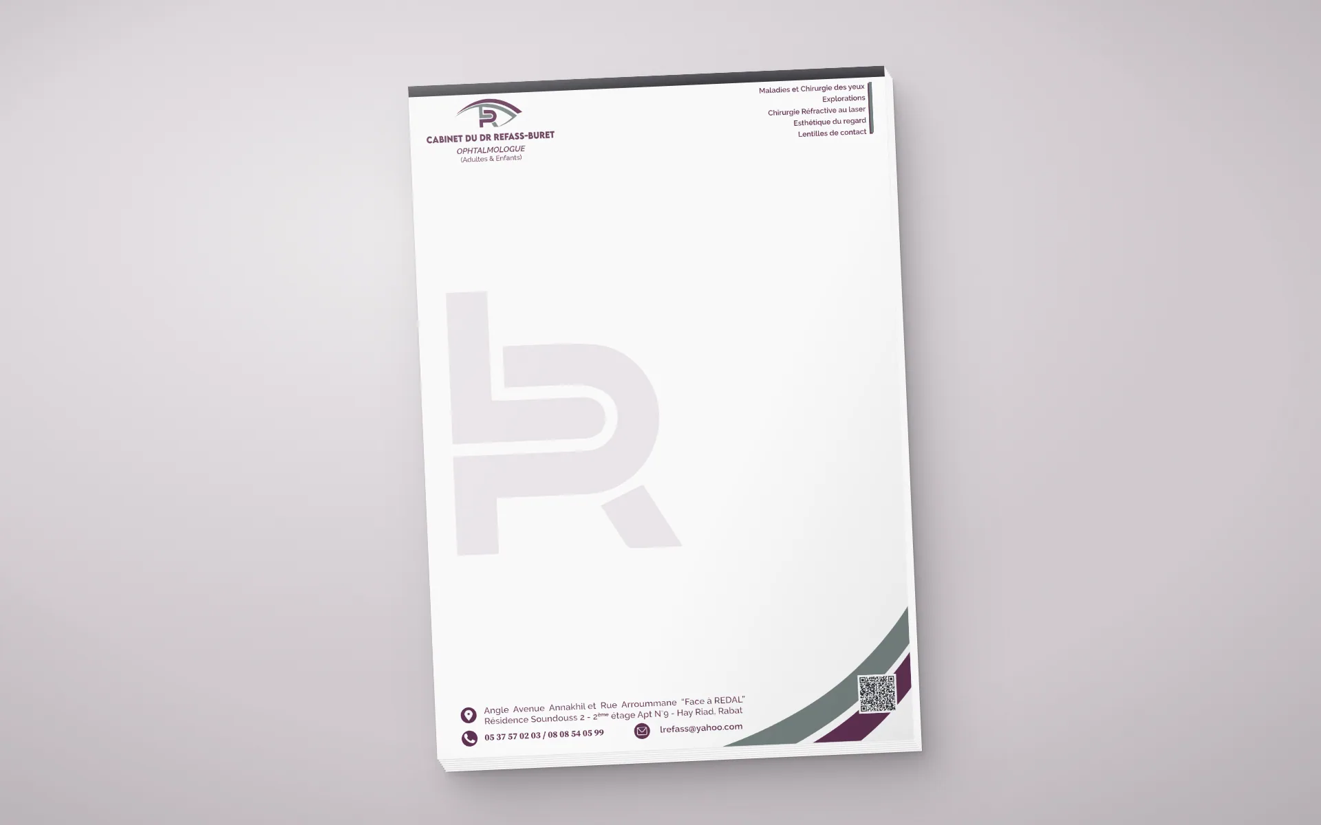 Dr Loubna Refass — Identité & supports print — Bloc d'ordonnances