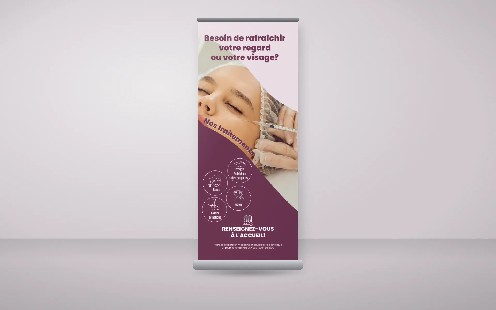 Dr Loubna Refass — Identité & supports print — Roll-up pour la salle d'attente
