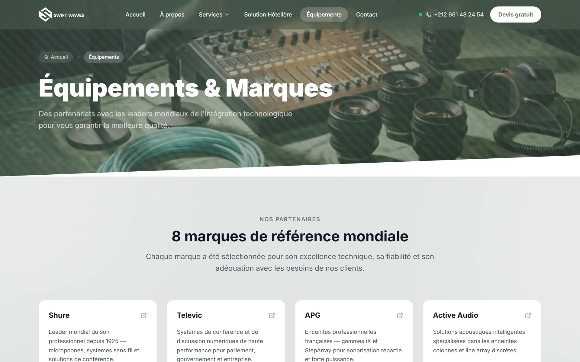 Swift Waves — Équipements et marques partenaires