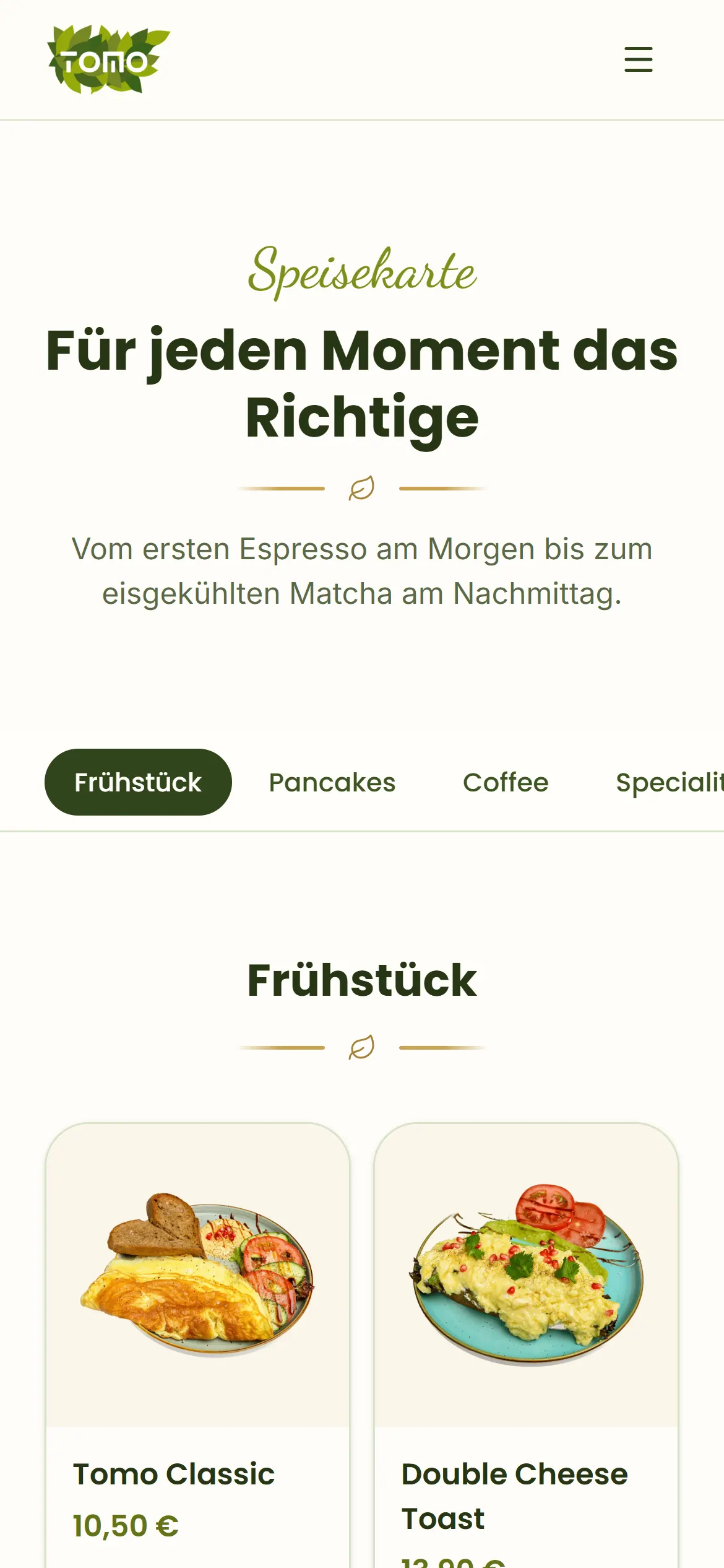 Tomo Café — Carte sur mobile