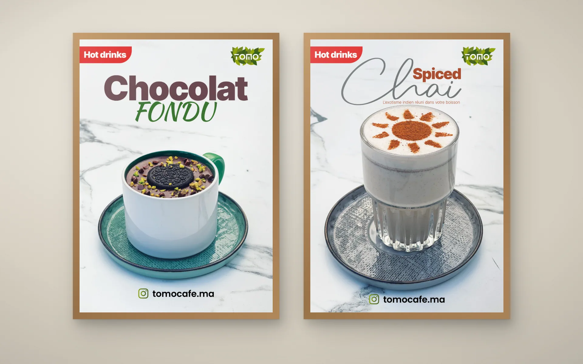 Tomo Café — Affiches A4 boissons chaudes sur papier 170 g
