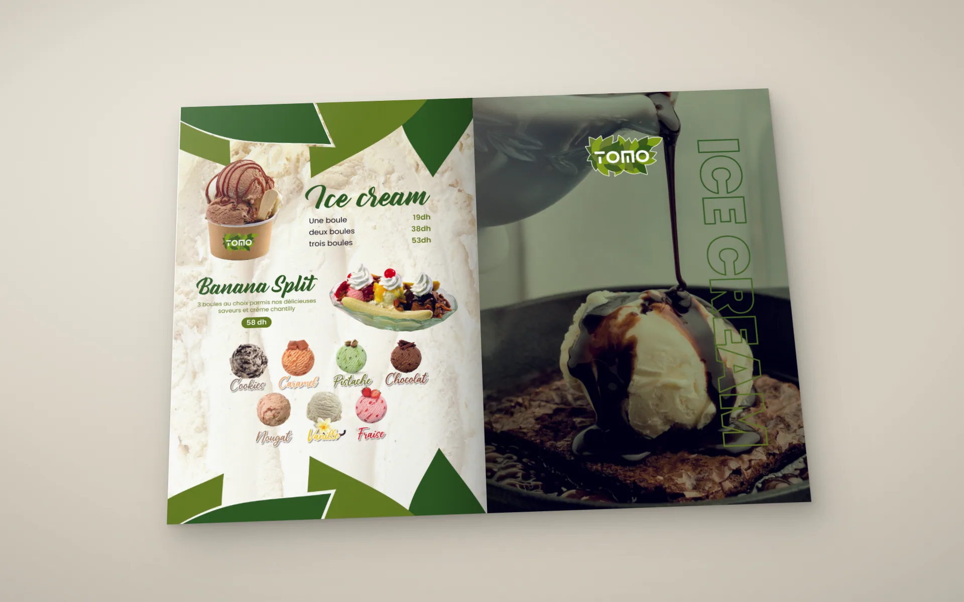Tomo Café — Menu glaces recto-verso